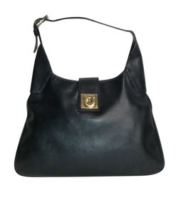 Salvatore Ferragamo Gancini Shoulder Bag, Leather, Black, BK212811, 2*